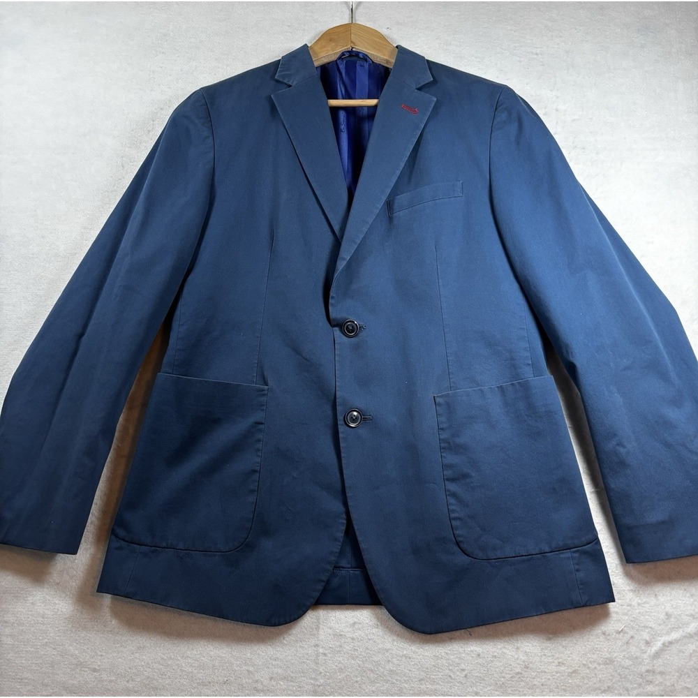 BEN SHERMAN Mens 36 Short Cotton Sport Coat Jacket Blue 2 Button Casual Preppy